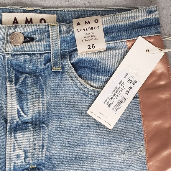 NWT AMO Denim Ribbon Loverboy Jeans 26 Cropped - Picture 2 of 12